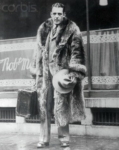 Red Grange Wearing Raccoon Skin Coat