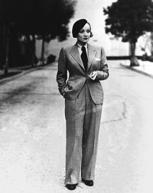 Marlene Dietrich wearing her trademark men's suit Marlene Dietrich wearing her trademark men's suit