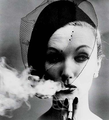 Lisa Fonssagrives in "Smoke and Veil" Paris, 1958 for Vogue by photographer William Klein