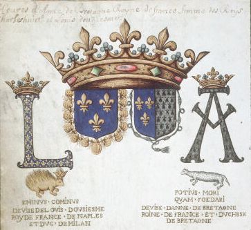 Coat of Arms of French king Louis XII and queen Anne de Bretagne