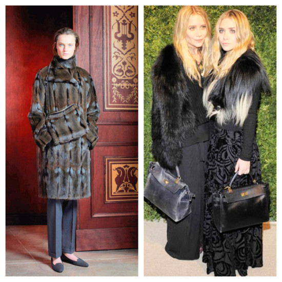 The Row Pre-Fall 2013 by Mary Kate and Ashley Olsen not only often use fur in their collections they wear it in their personal lives as a wardrobe must have | Animal Rights Goes Wrong | Things That Make You Go Hmmm…