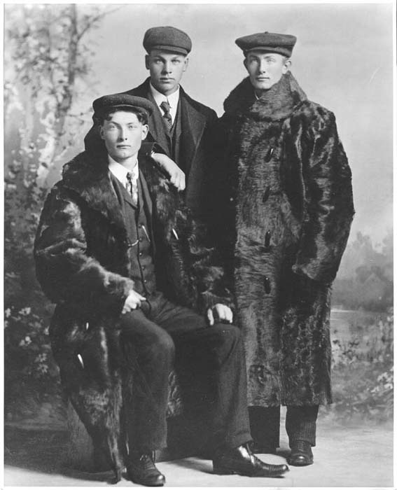 Fred Hultstrand and Unidentified Men in Winter Coats, circa 1910. The Northern Great Plains, 1880-1920: Photographs from the Fred Hultstrand and F. A. Pazandak Photograph Collections