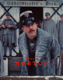 Edward Norton and his grey Persian lamb coat, "The Grand Budapest Hotel".