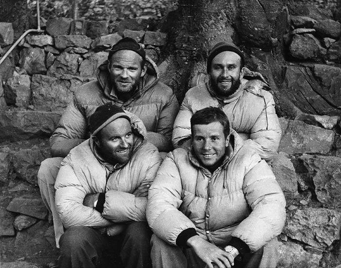 Adventurers in the Himalayas wearing Moncler, 1962