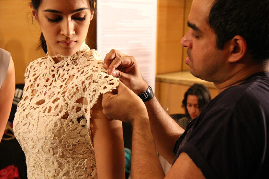 Bibhu Mohapatra doing a last fitting before the show