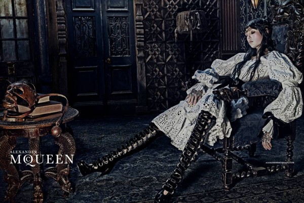 Edie Campbell and her horse Dollie front Alexander McQueen Fall 2014-Winter 2015 Campaign photographed by Steven Klein