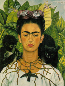 Frida Kahlo (1907-1954), Self-portrait with Thorn Necklace and Hummingbird,  1940.