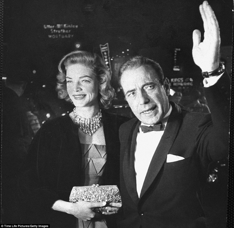 Humphrey Bogart and wife Lauren Bacall arrived at the 27th Academy Awards