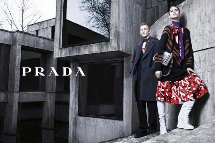 Karl Kolbitz and Mica Arganaraz front PRADA Fall 2014-Winter 2015 Campaign photographed by Steven Klein