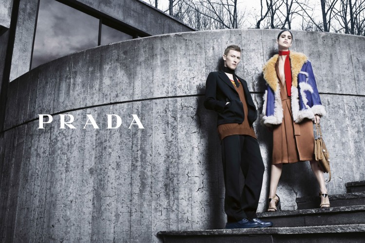 Karl Kolbitz and Mica Arganaraz front PRADA Fall 2014-Winter 2015 Campaign photographed by Steven Klein