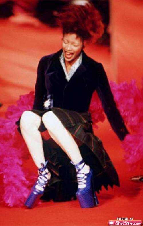 Only Naomi Campbell can fall during a Vivienne Westwood show, laugh and look good doing it