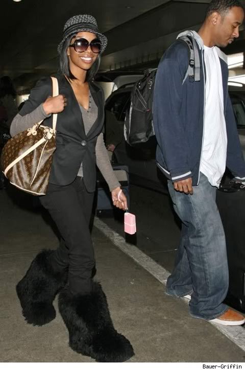 Brandy with some very big Ugg fur boots at LAX