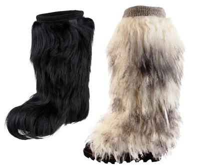 Fur snow boots by Technica (left) and Sorel (right)