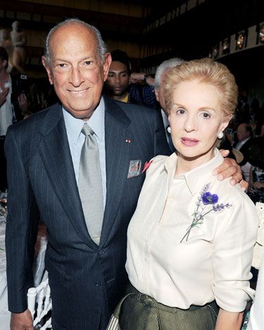 Oscar de la Renta with friend and fellow designer Carolina Herrera