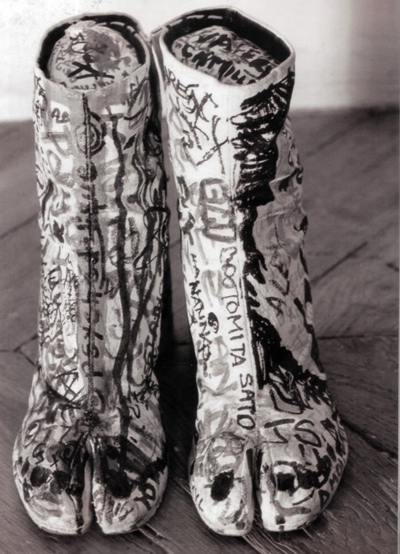 Tabi boots with hand drawn graffiti, Maison Martin Margiela - Spring-Summer 1990