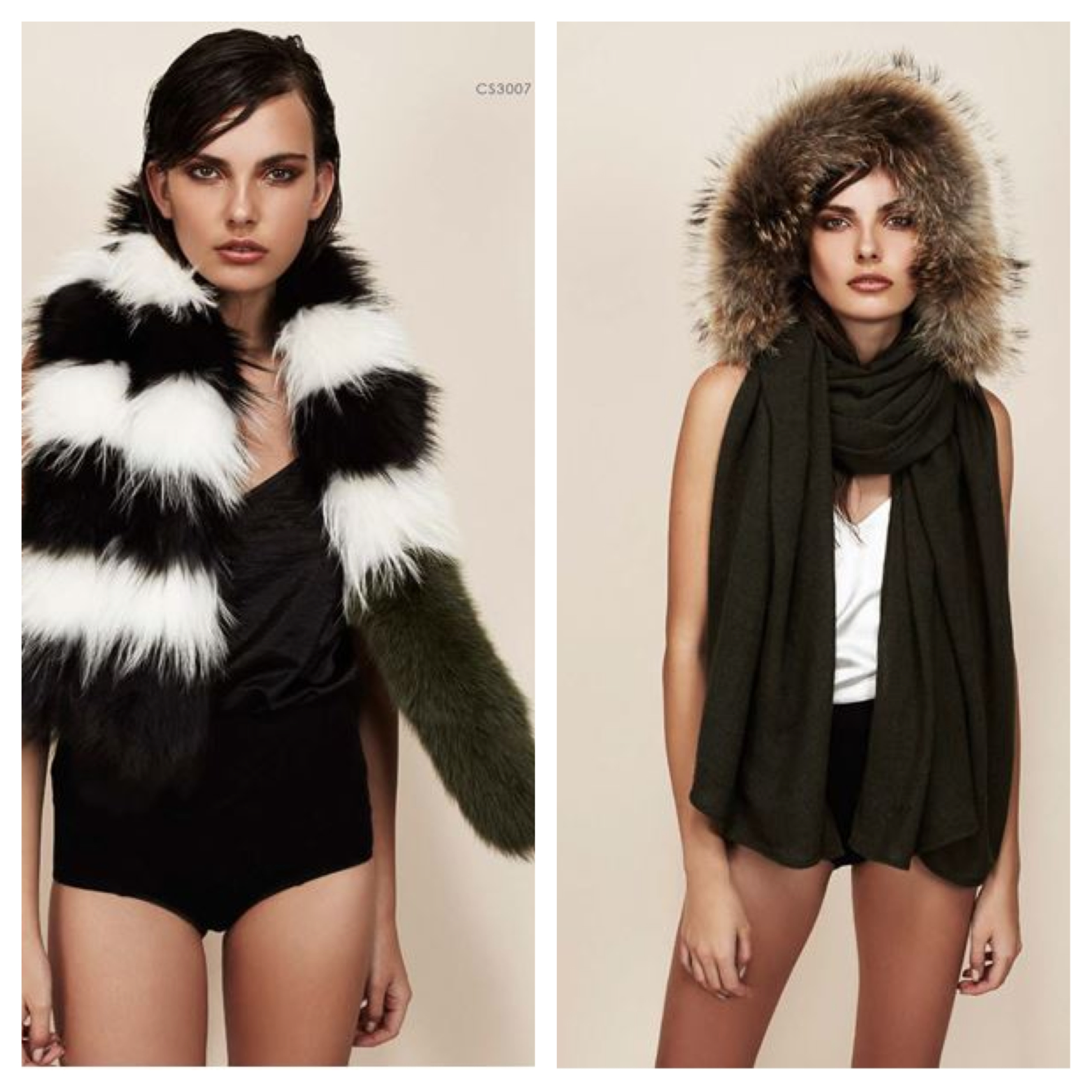 Charlotte Simone fur scarf, including her famous Popsicle Scarf