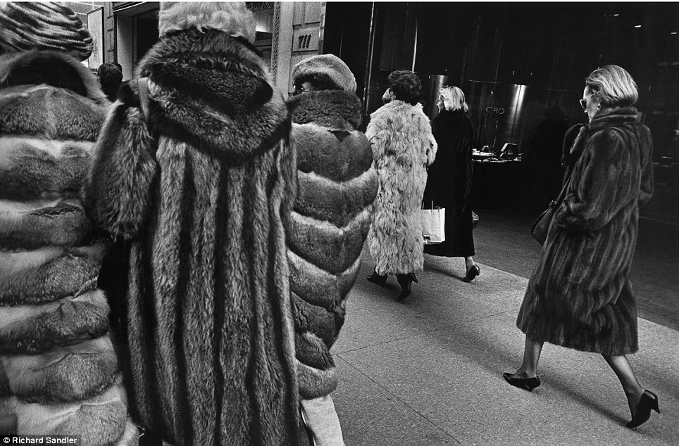 Classic taste: Ladies who lunch walking on Fifth Avenue in full-length fur coats, 1987.