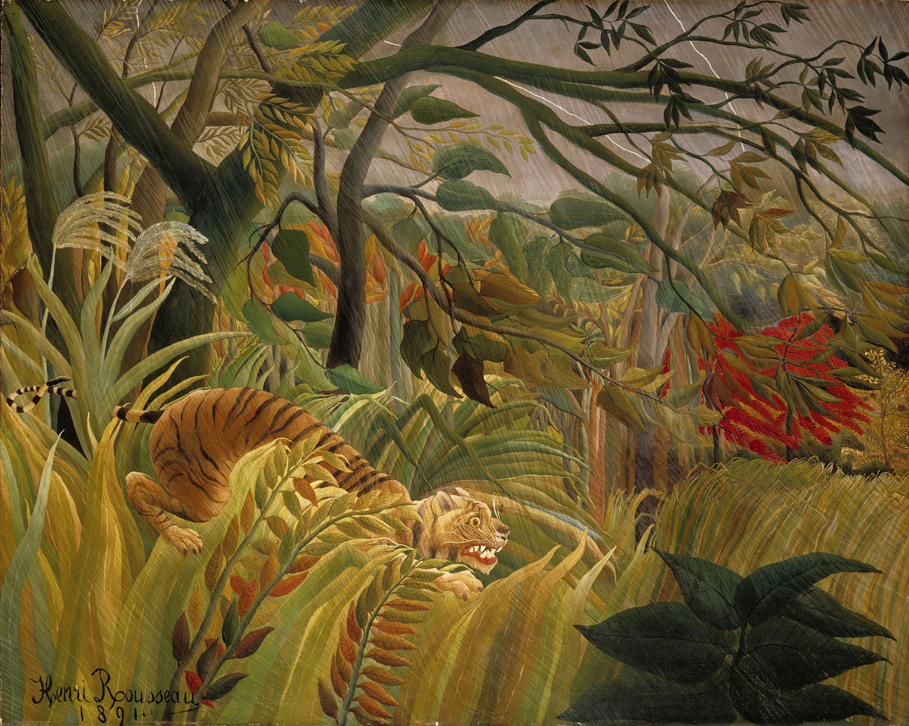 "Tiger in a Tropical Storm" by Henri Rousseau, 1891