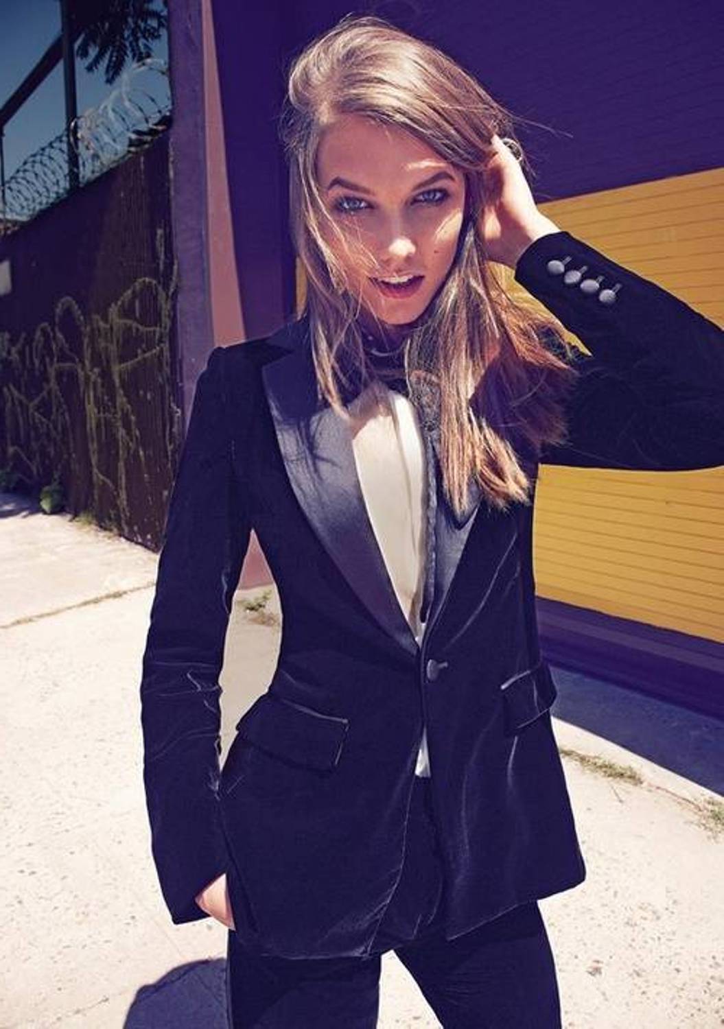 The Tuxedo style is always a great look for women (think satin, velvet, crepe, etc.)