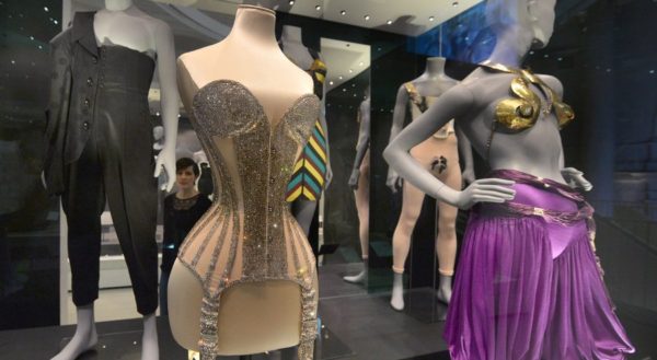 Decorative corsets on display