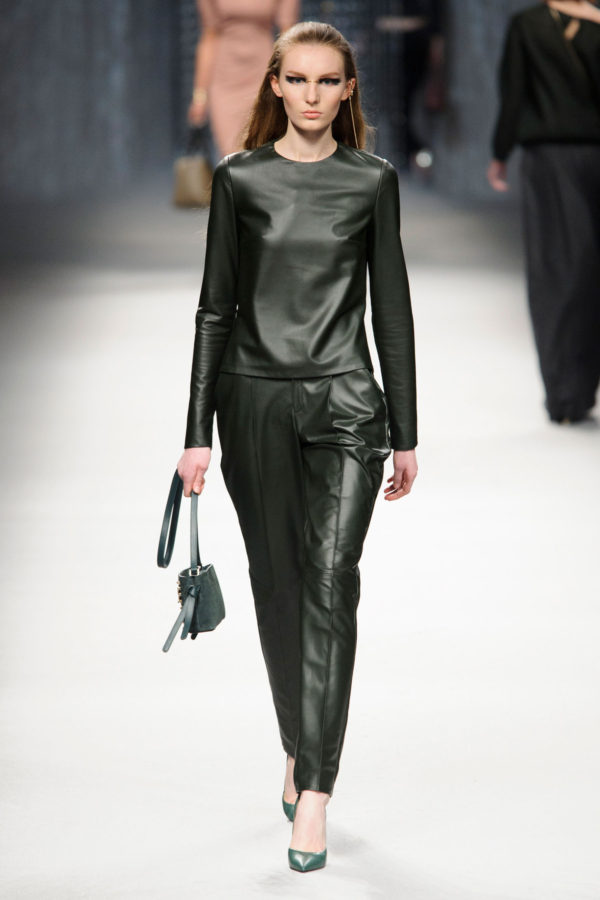 A leather leisure suit from Aigner's Fall 2016 collection is sporty and luxe