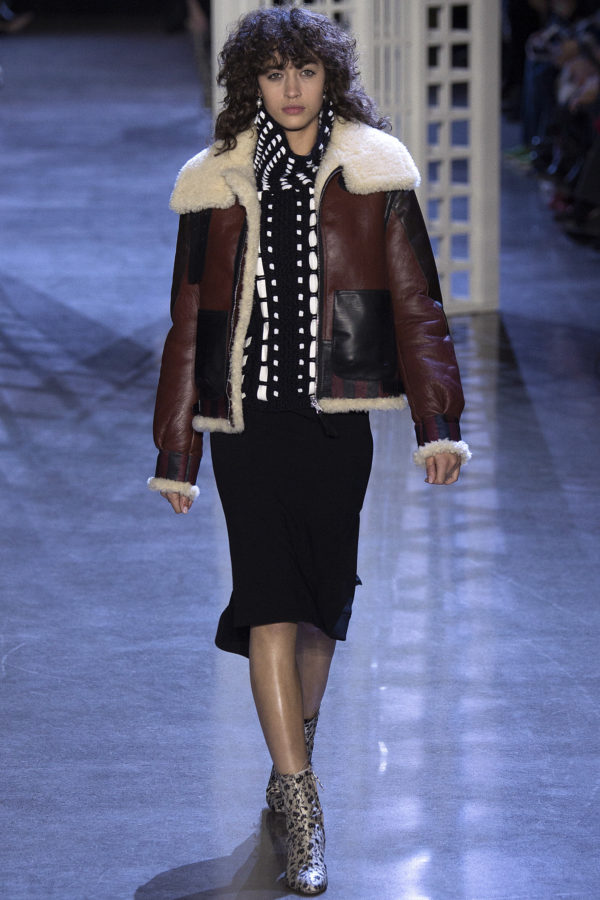 A boxier shearling moto jacket by Altuzarra is a more subtle and relaxed edgy statement