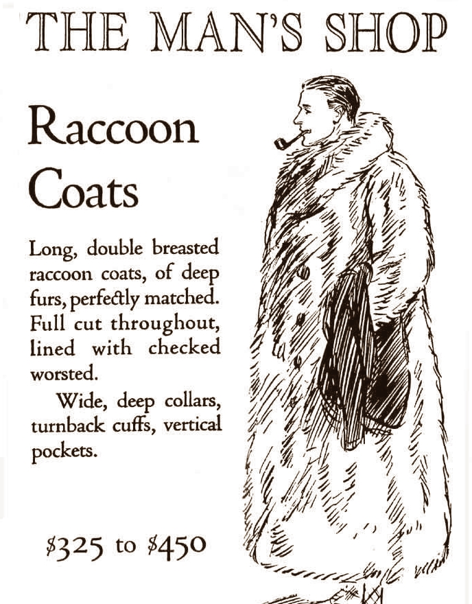 An advertisement from 1921 which advertises fur coats for $325 to $450