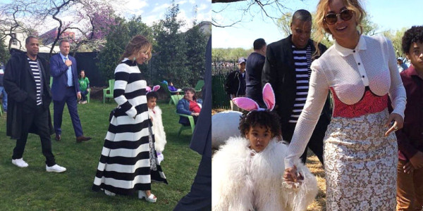 Beyonce,along with husband Jay Z, arrive, with their daughter Blue Ivy Carter , at the 2016 White House Easter Egg Hunt