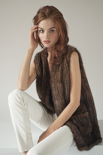 Knitted mink vest by Adrienne Landau SPring 2016