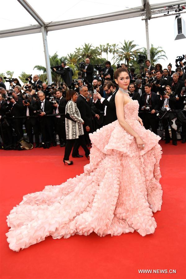 Actress Araya A. Hargate poses on the red carpet before the opening of the 69th Cannes Film Festival in Cannes