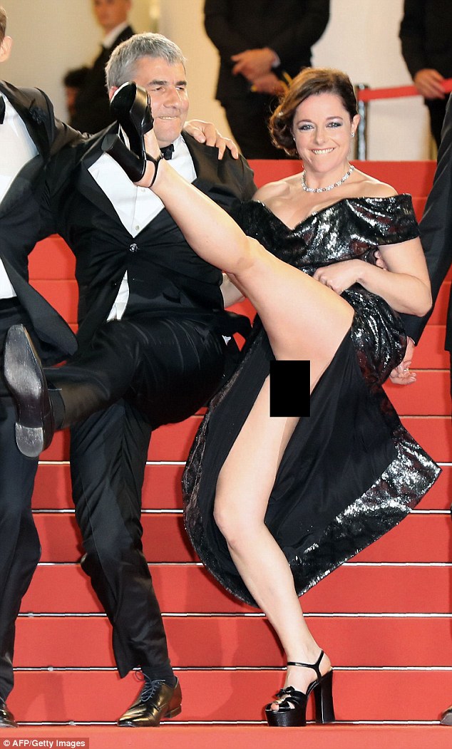 Woopsie! Can someone tell actress Laure Calamy you can't do the Can Can without underwear on 
