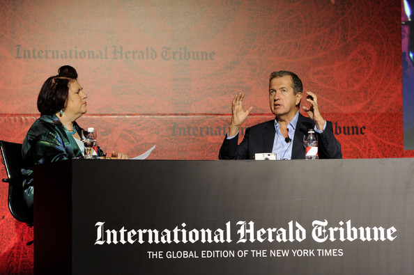 Mario Testino and Suzy Menkes at the 2011 International Herald Tribune's Luxury Business Conference in Sao Paulo Brazil