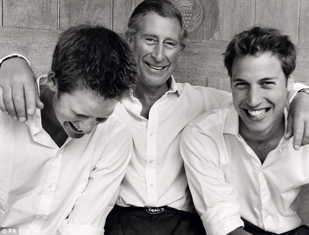 Mario Testino captured a sweet candid moment between Prince Charles and his sons Prince William and Prince Harry in 2004 to mark Prince Harry's 20th birthday