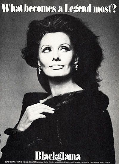 Sophia Loren - Blackglama Mink What Becomes A Legend Most? Ad Campaign