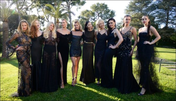 amfAR held its 23rd annual Cinema Against AIDS gala on Thursday night at the Hôtel du Cap-Eden-Roc during the Cannes Film Festival. From left, Natasha Poly, Alexina Graham, Lara Stone, Karlie Kloss, Doutzen Kroes, Luma Grothe, Soo Joo Park, Kristina Bazan, Irina Shayk and Barbara Palvin.