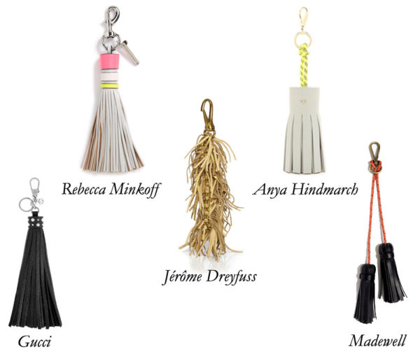 Gucci, AnyaHindmarch, JeromeDreyfuss, Madewell and Rebecca Minkoff tassel charms