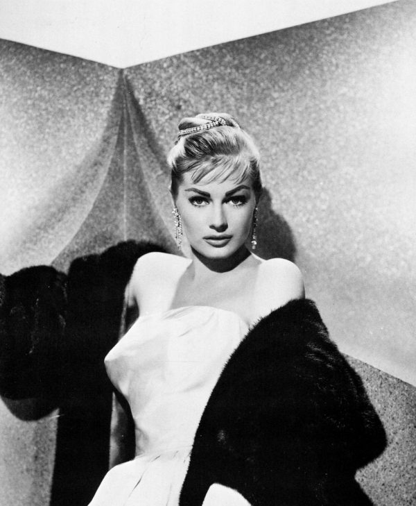 La Dolce Vita - Anita Ekberg portrait wearing a fur coat and a ball gown