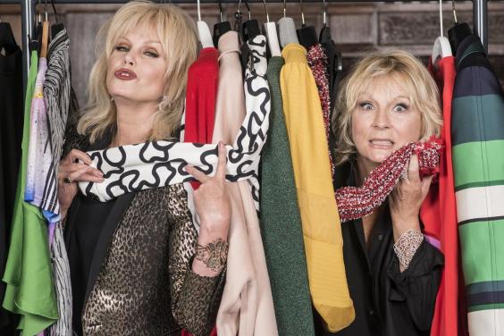 Costume designer Rebecca Hale with Ab Fab creator Joanna Lumley