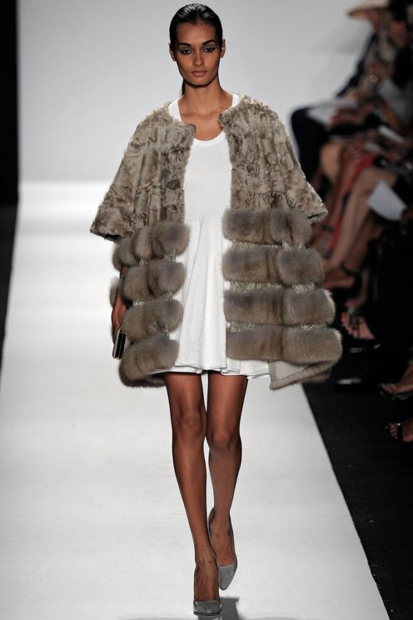 Gizele Oliveira walks the runway at Dennis Basso show during Mercedes-Benz Fashion Week Spring 2015