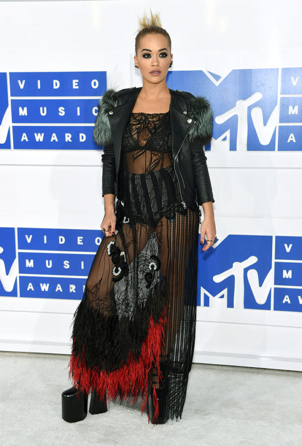 Rita Ora in Marc Jacobs under normal circumstance might have gotten a comment about coming out of a clown car, but for the VMAs she was a hit