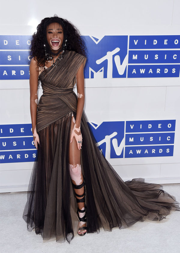 Winnie Harlow in Nicolas Jebran - Too much dress for such a little frame. We wished she would have worn a more youthful and colorful dress to accent her natural beauty