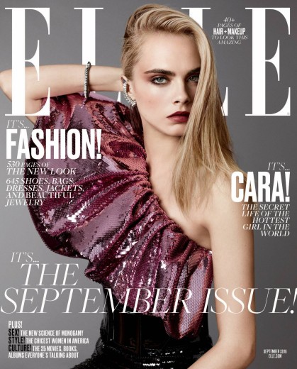 Cara Delevingne on Elle's September 2016. Double cover issue