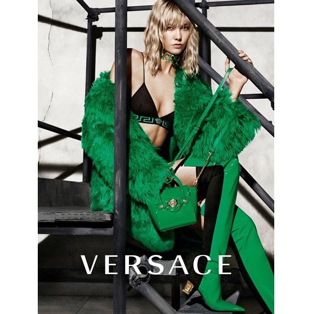 Karlie Kloss was a Goddess in Green for Versace's Fall 2015 Campaign