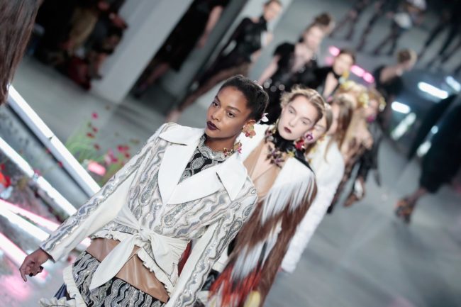 Models walk the runway at the Rodarte fall 2016 show in February at New York Fashion Week — one of the few places you can reliably find the fashion line. (JP Yim/Getty Images)