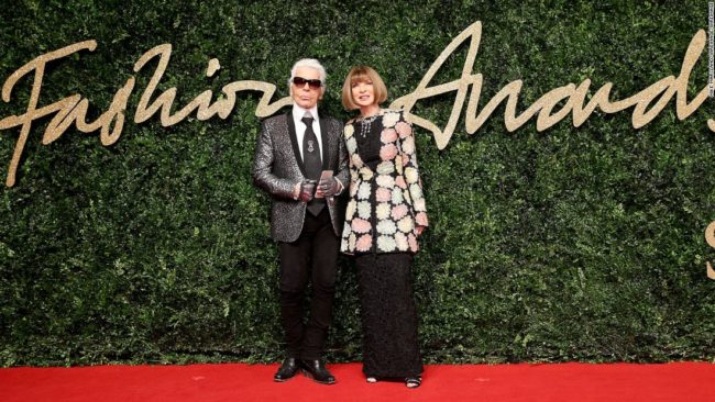 The British Fashion Council has announced the nominees for the 2016 Fashion Awards with simultaneous events in London and LA. Last year's award recipient Karl Lagerfeld pictured above with Anna Wintour