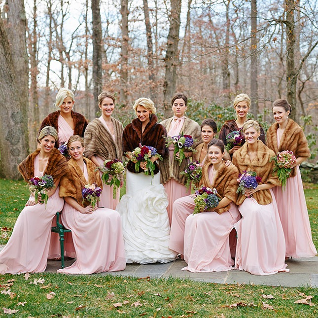 Don't forget about your wedding party on a chilly fall winter wedding day. Gifting your bridesmaids with a fur scarf is a perfectly luxurious thank you that will be appreciated for years to come
