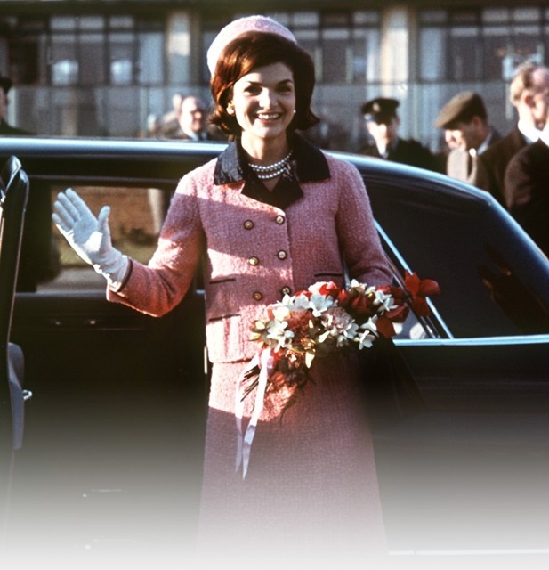 Jackie O's iconic pink chanel suit