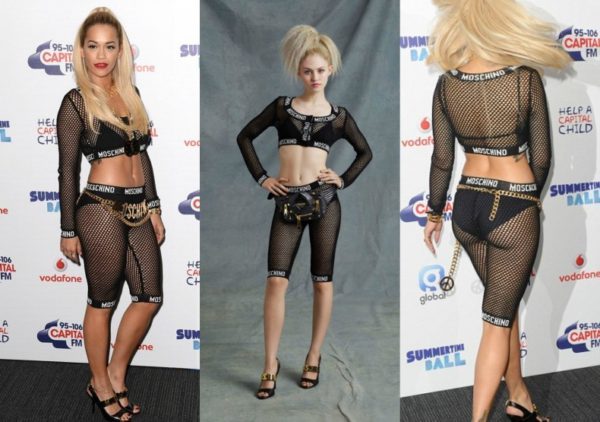 Rita Ora in Moschino Resort 2015 fish net