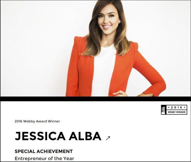 Jessica Alba 2016 Webby Award Winner