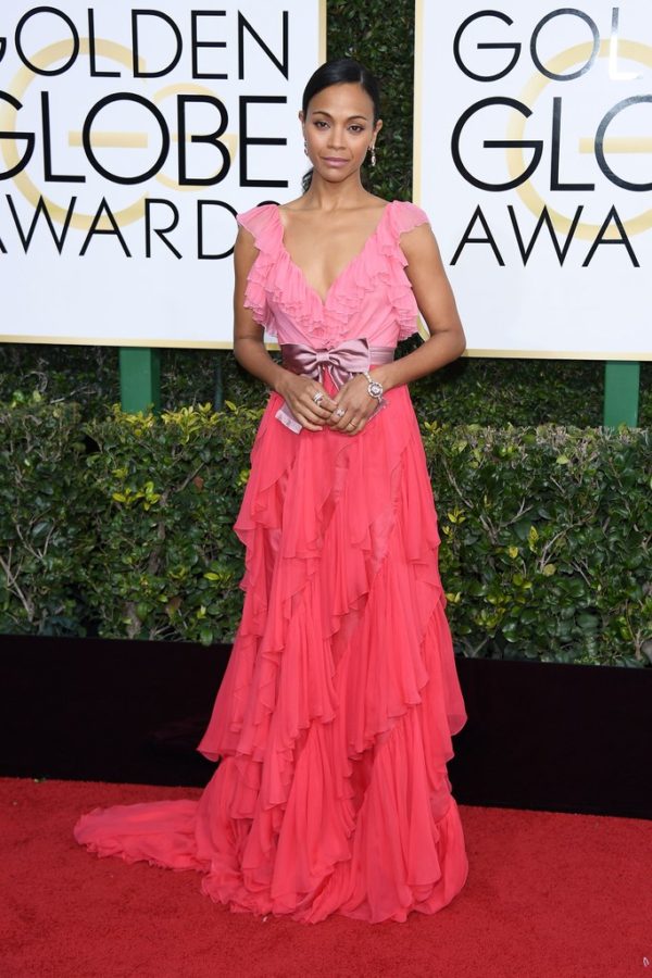 Zoe Saldana at the 2017 Golden Globes